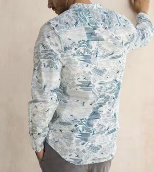 Men Shirt with Band Collar - Image 4